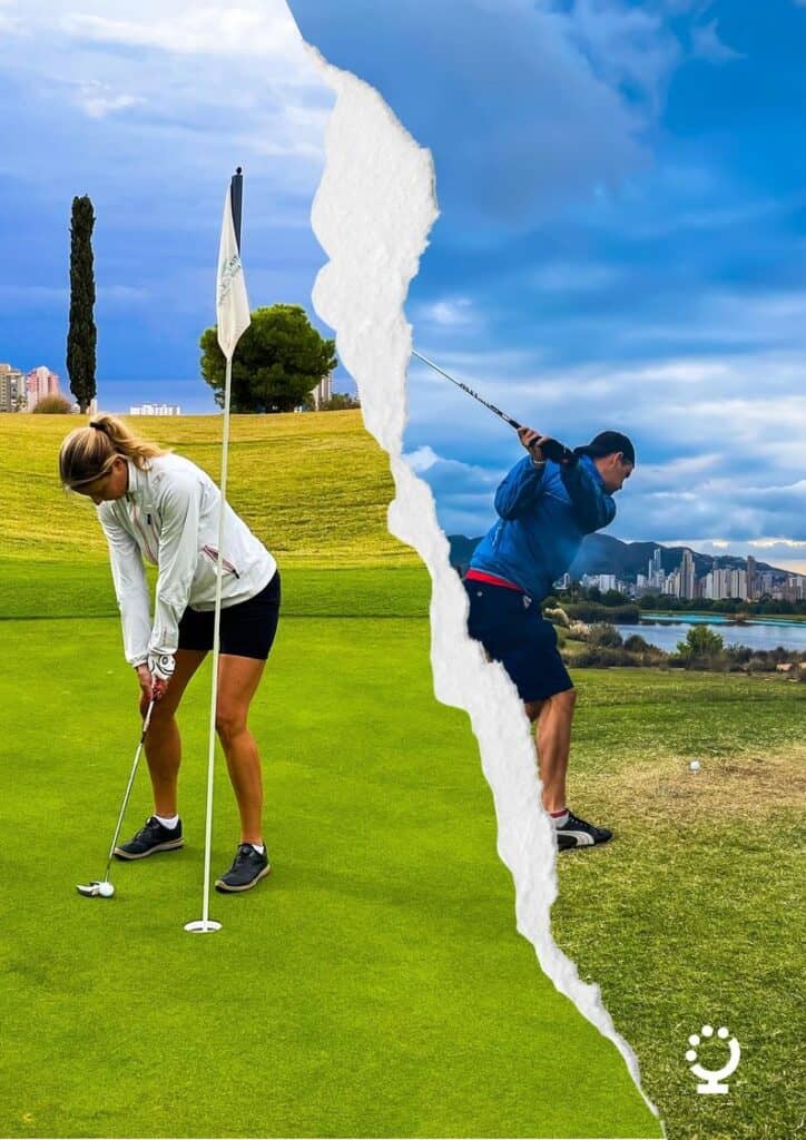 Sofie puttar för birdie på Villaitana Golf Resort.